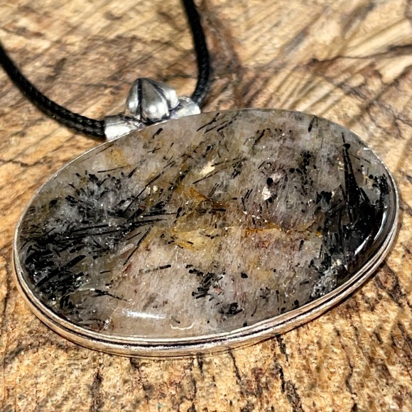 Beautiful Black Rutile Quartz Pendant - Picture 8 of 14